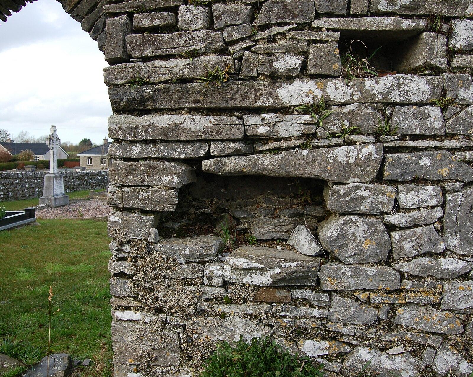 Dunnamaggin Church North wall interior recess for stoup