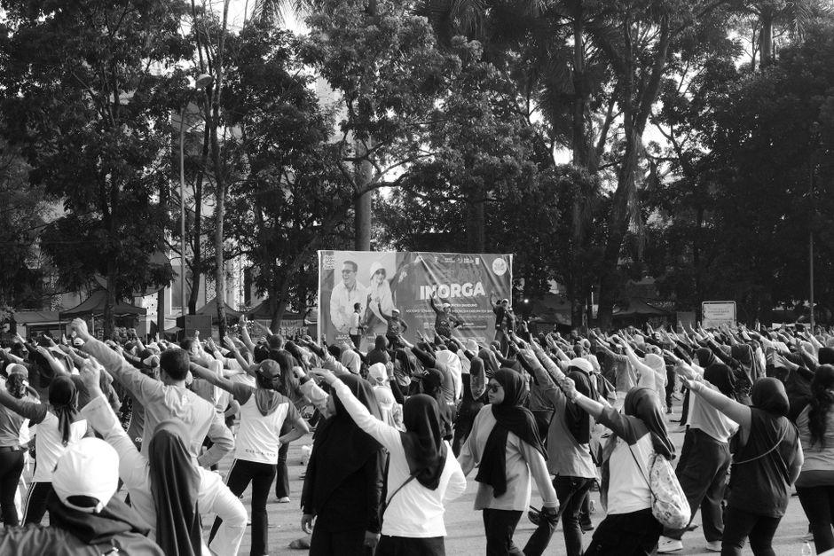Group Outdoor Fitness Event in Park Setting