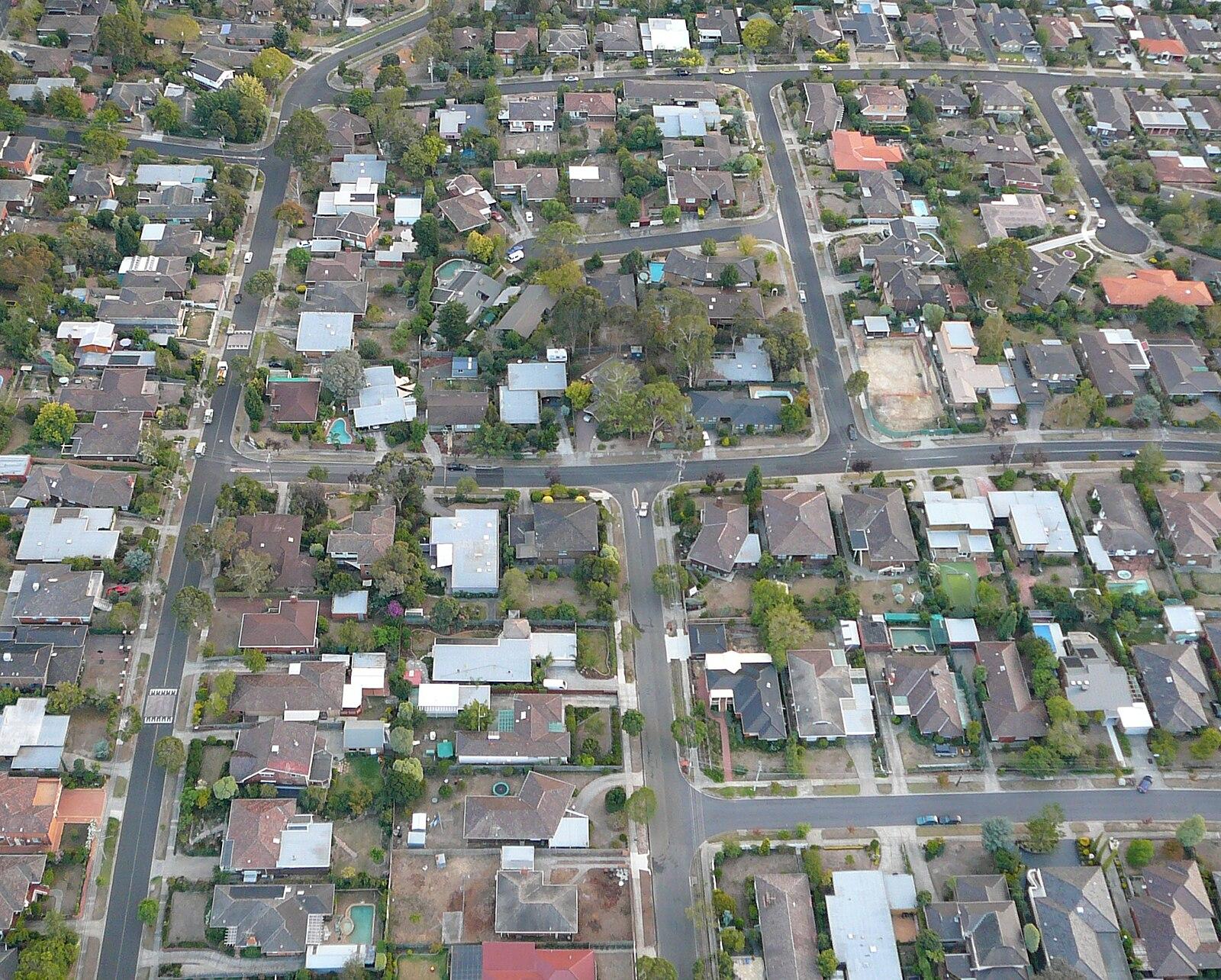 Hodgson Street Astley Street Dingley Street Templestowe Lower from balloon 2007 03 05